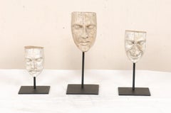 Collection of Three Mid-20th Century Mask Molds from Ecuador on Custom Stands