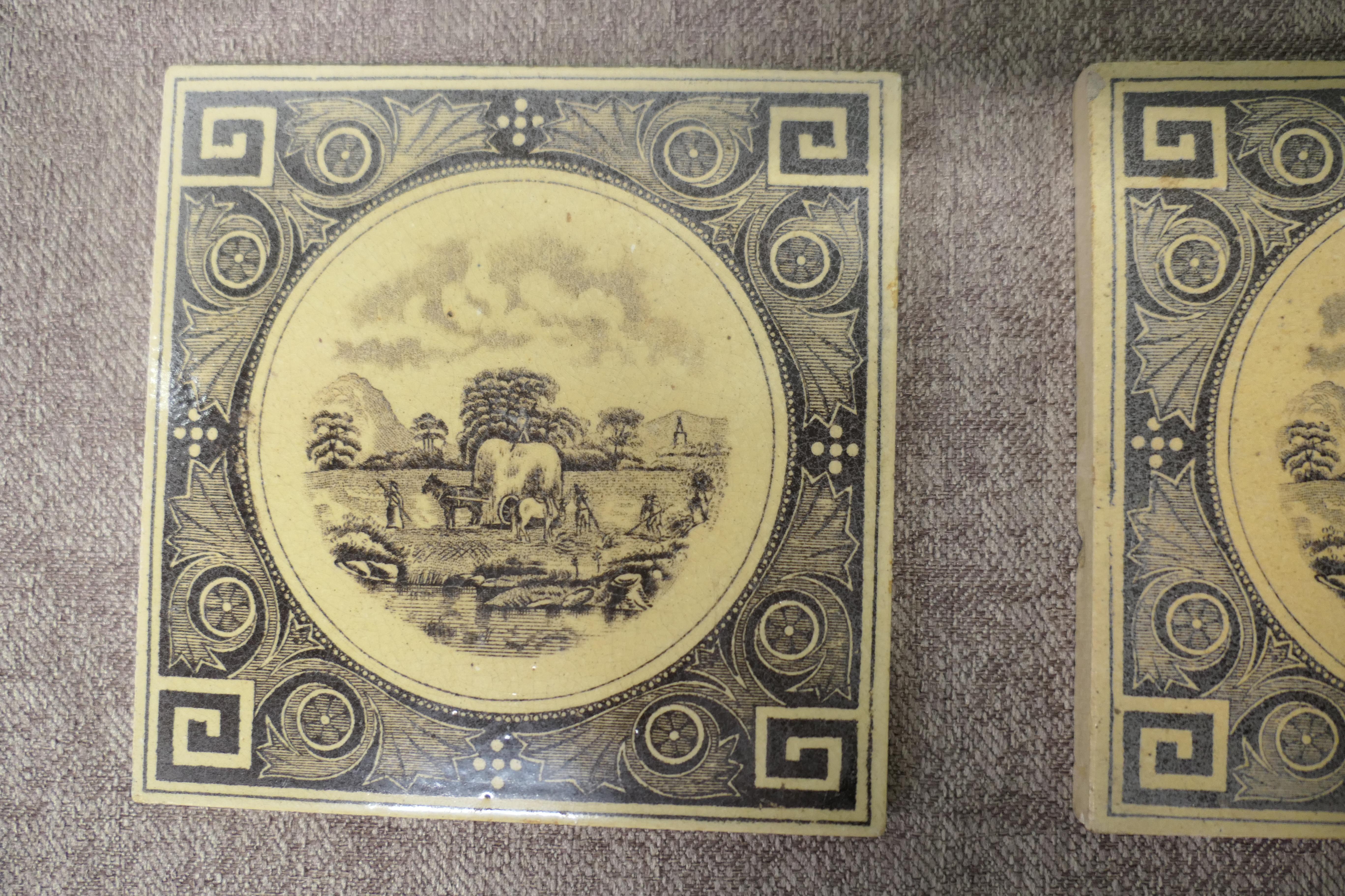 19th Century A Collection of Victorian Ceramic Tiles 7 Lovely Tiles For Sale
