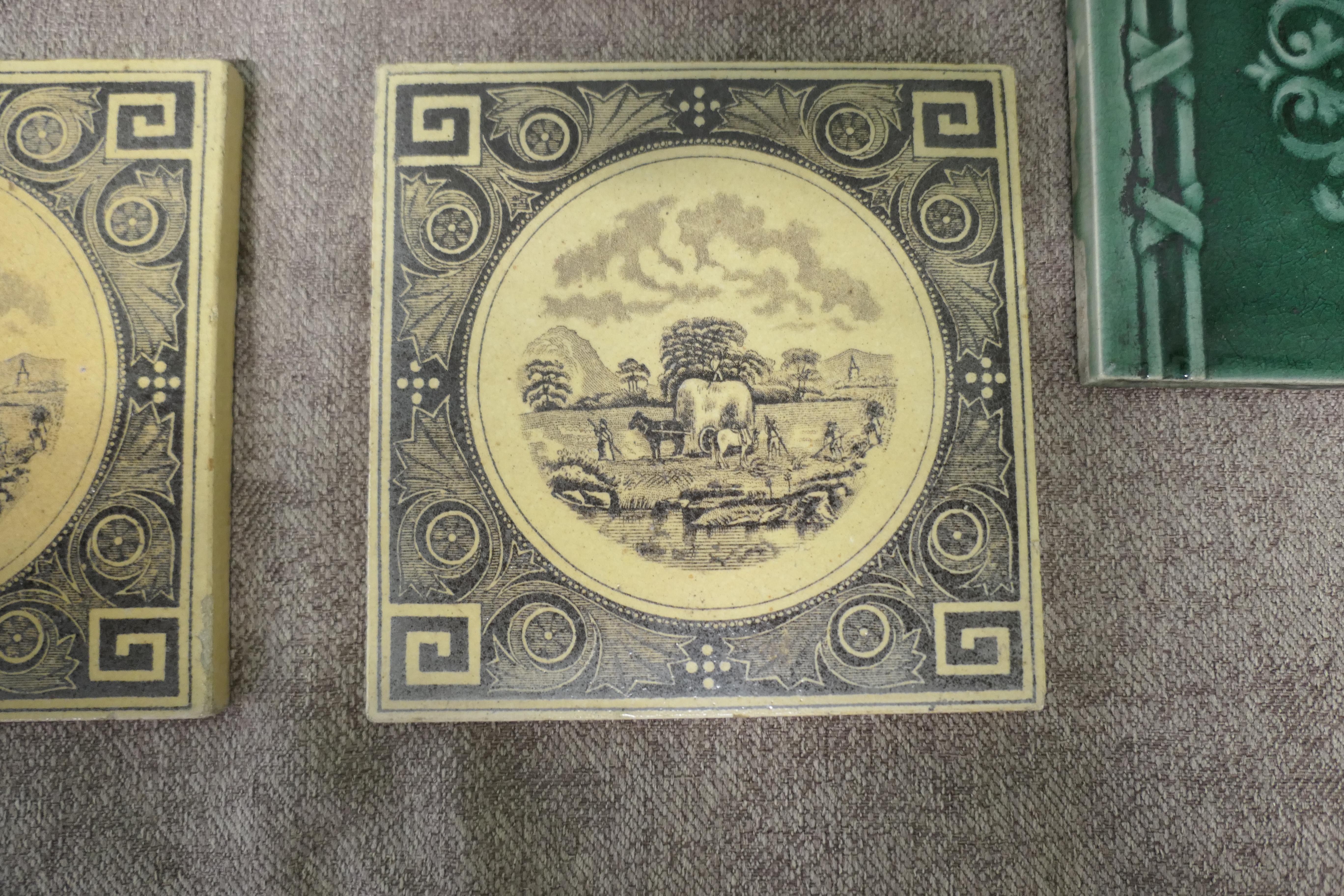 A Collection of Victorian Ceramic Tiles 7 Lovely Tiles For Sale 2