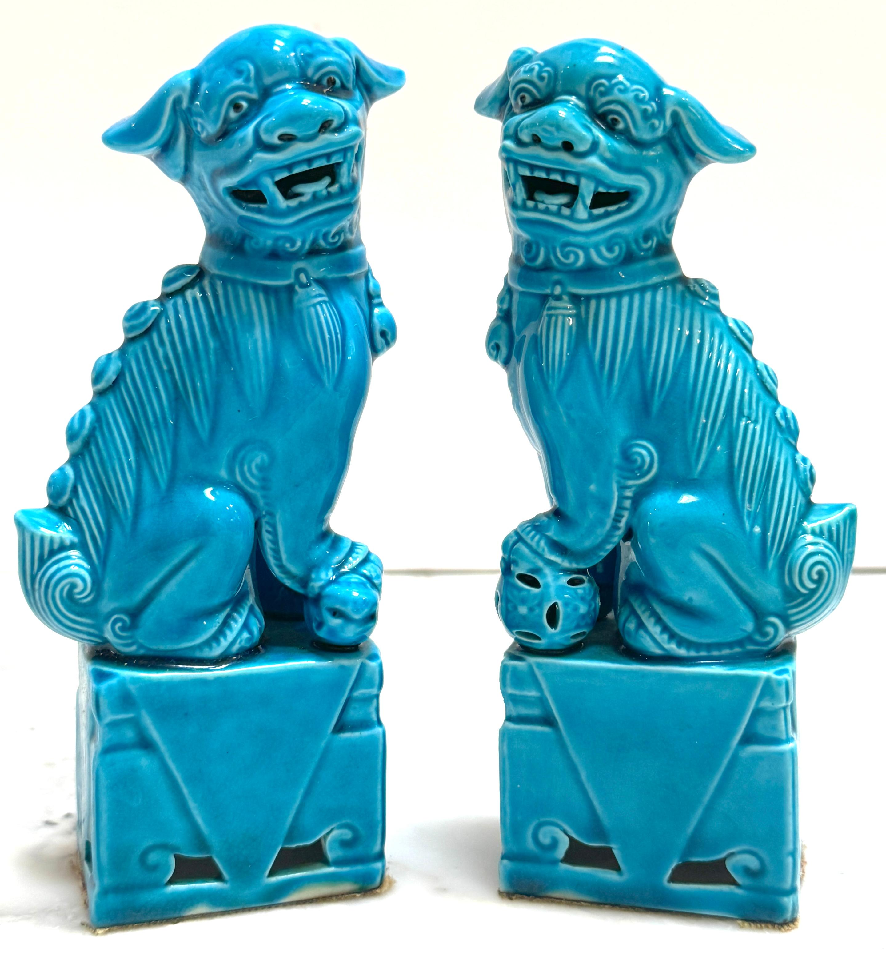 Collection'S, due coppie di cani da piuma cinesi d'esportazione in turchese in vendita 1