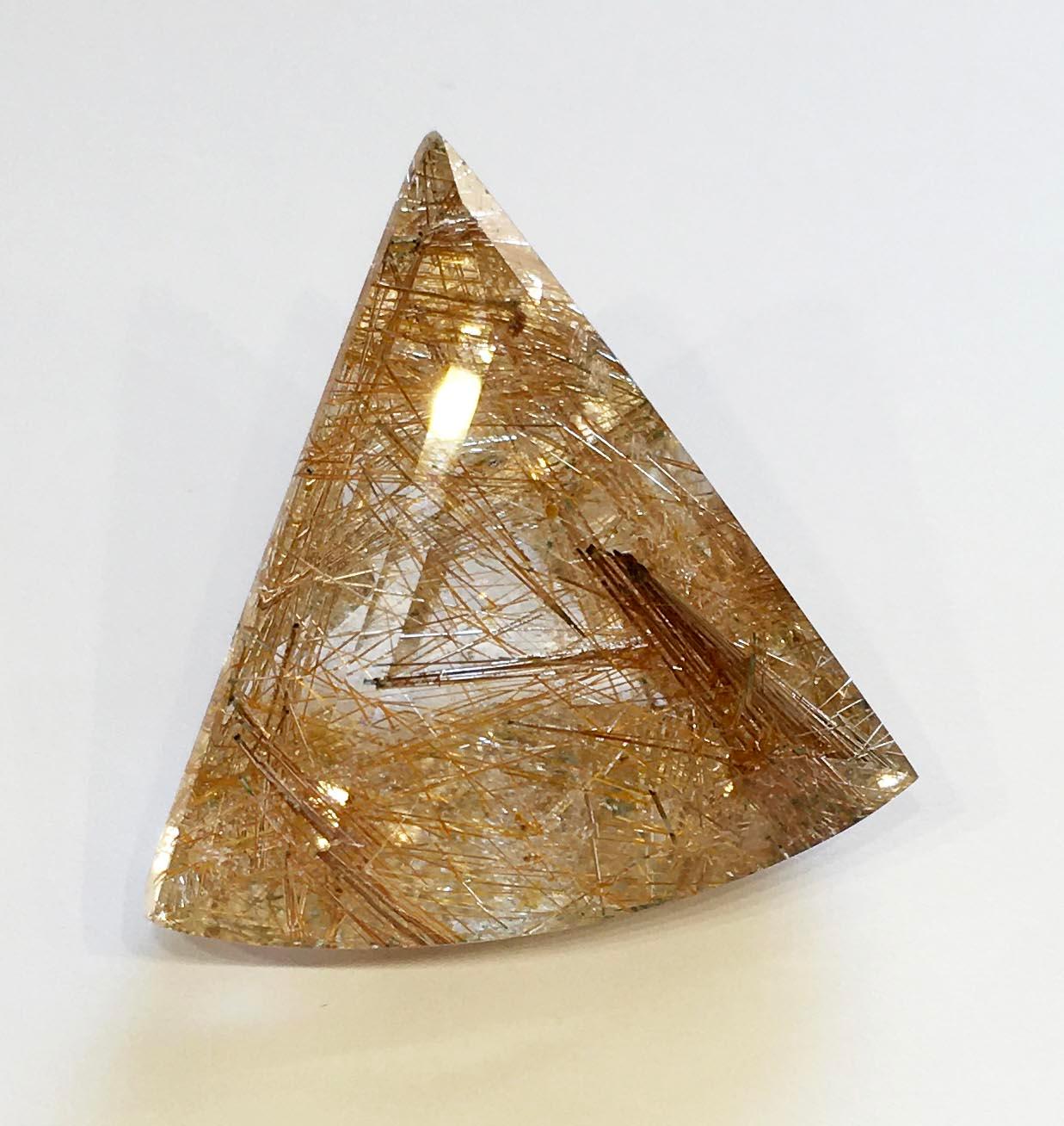 Rutillated Quartz Collectors Piece Triangle Cut 198.2 Carat 1