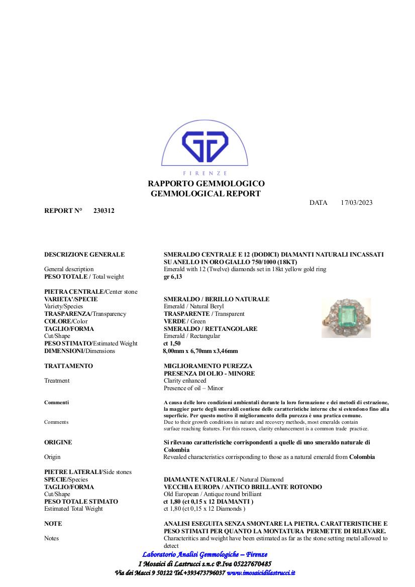 Kolumbianischer Smaragd- und Diamant-Cluster-Ring (Smaragdschliff) im Angebot