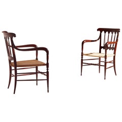Pareja de sillones "Spade" de haya Colombo Sanguineti, Chiavari, Italia, años 50