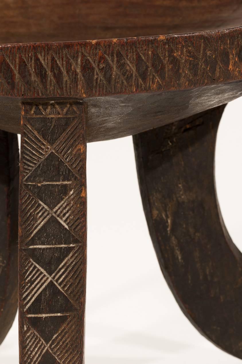 Colonial Era Ethiopian Stool with Decorative African Carving 2