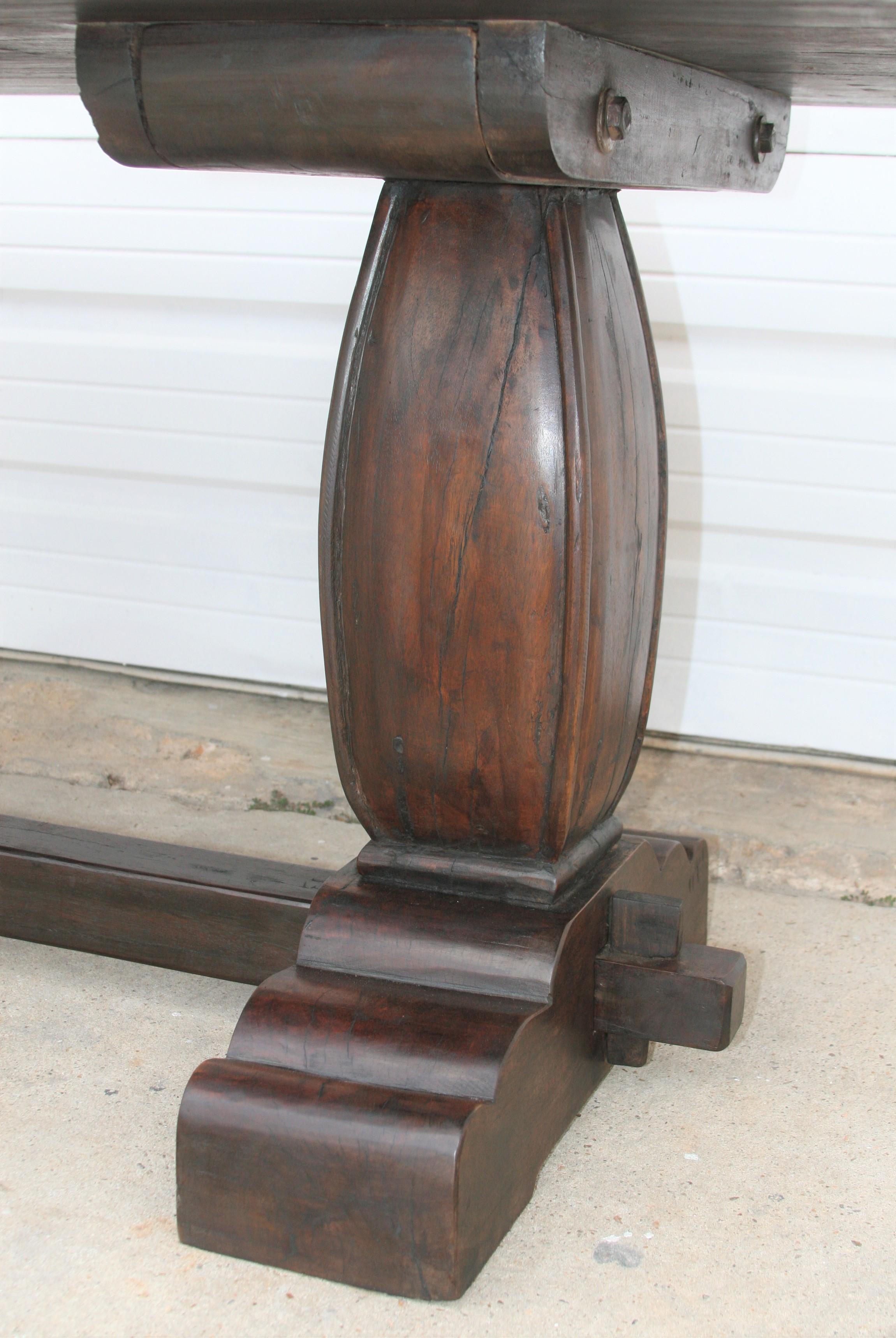Hand-Crafted Colonial Era Solid Teak Wood Breakfast Table from a Settler's Home For Sale