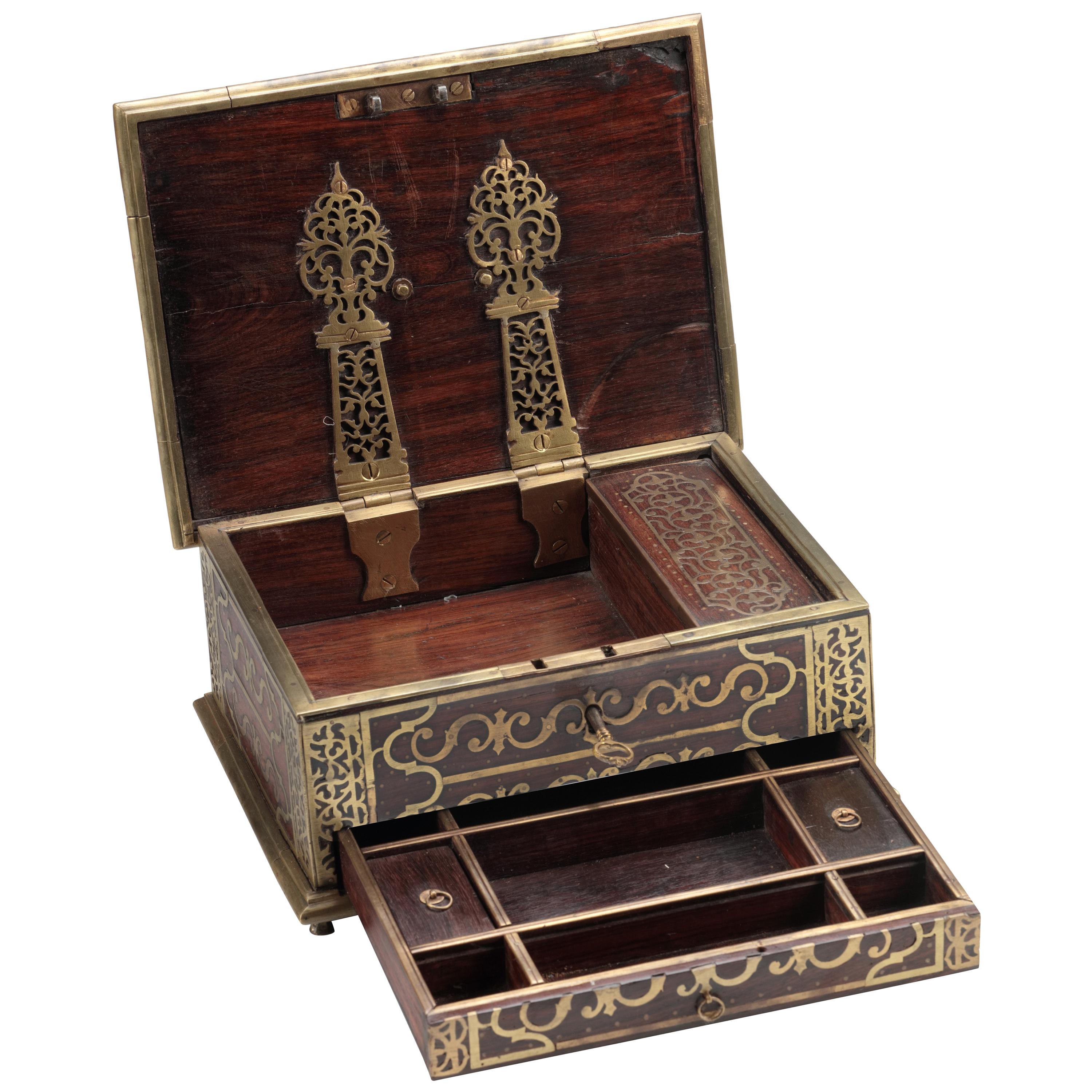 Boîte à bijoux coloniale arabe islamique, 18e siècle, Inde/Malabar côte en vente