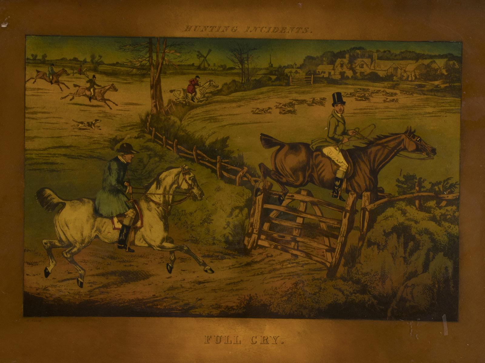 Impression en couleur représentant une scène de chasse, Angleterre 1880. Bon état - En vente à Milan, IT