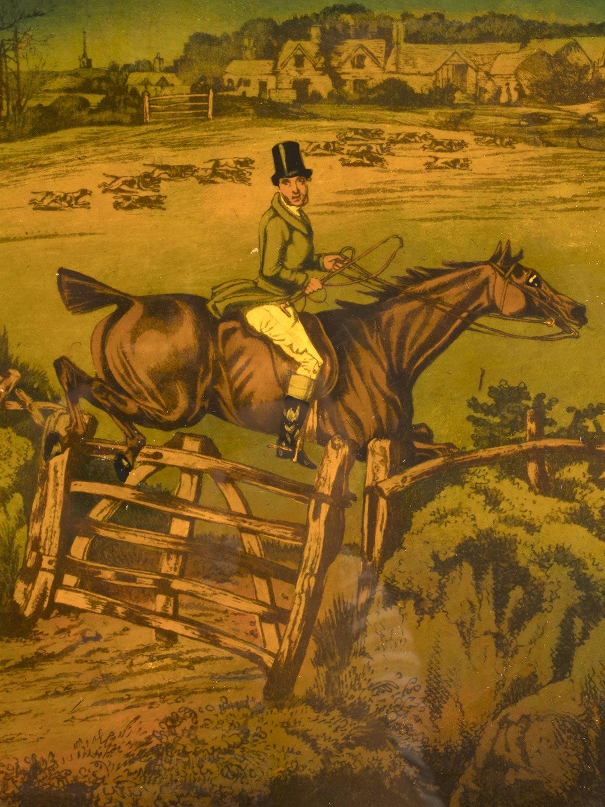 XIXe siècle Impression en couleur représentant une scène de chasse, Angleterre 1880. en vente