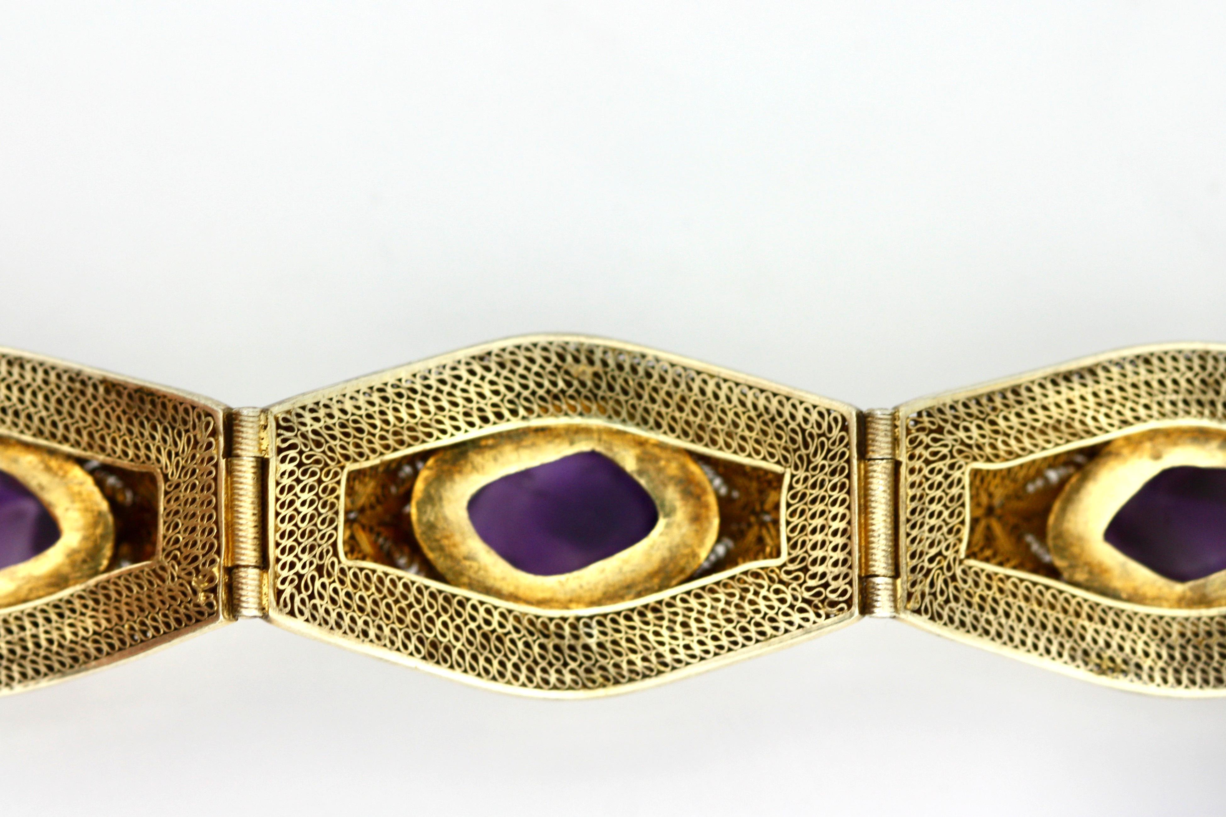 Colored Stone Silver-Gilt Bracelet In Good Condition For Sale In Palm Beach, FL