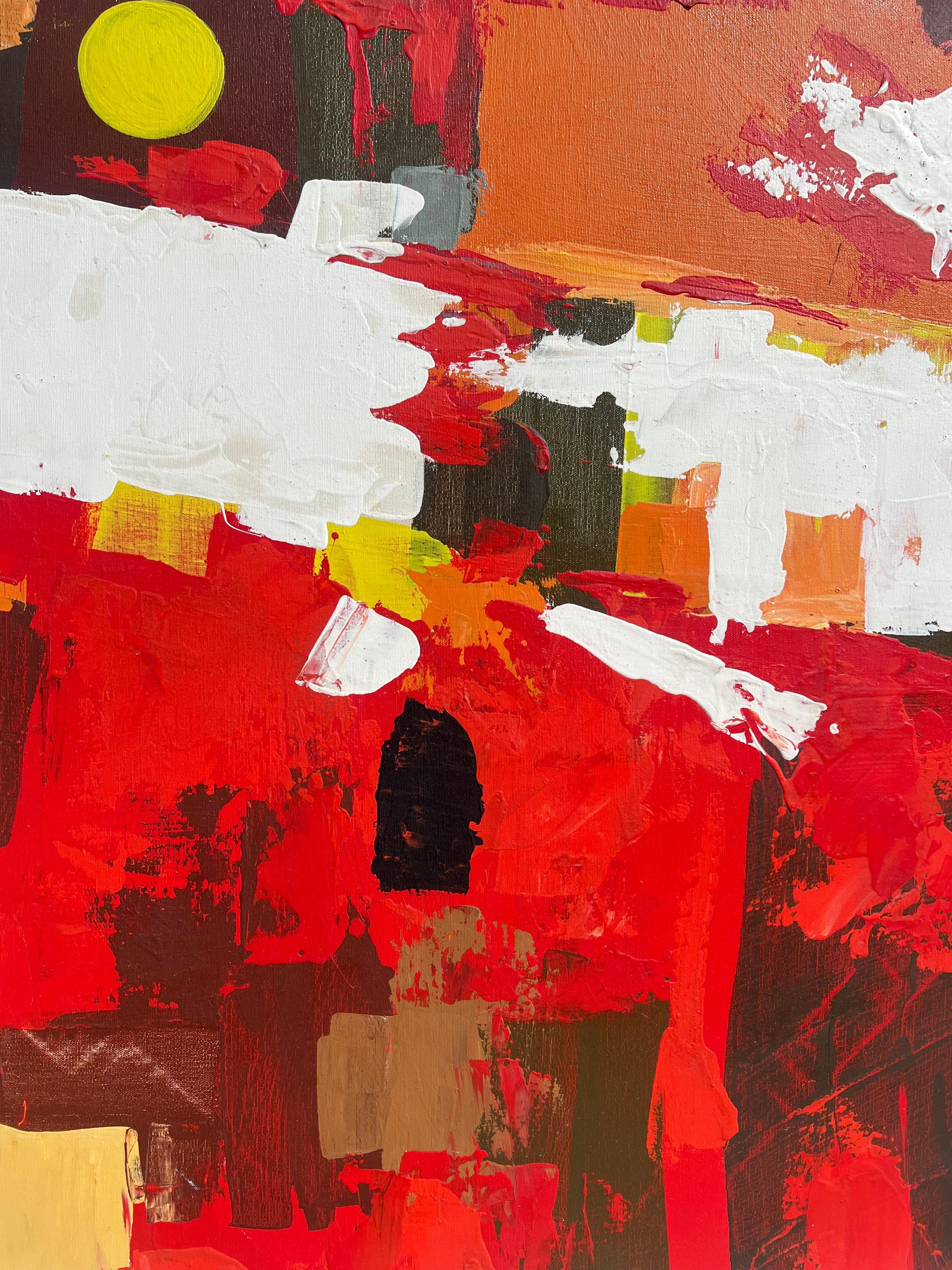 Toile Une histoire haute en couleur  Huile sur toile de Lee Reynolds  Pour Vanguard Studios en vente