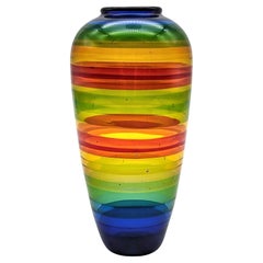 A colorful flamework vessel by Kurt Wallstab from 1987