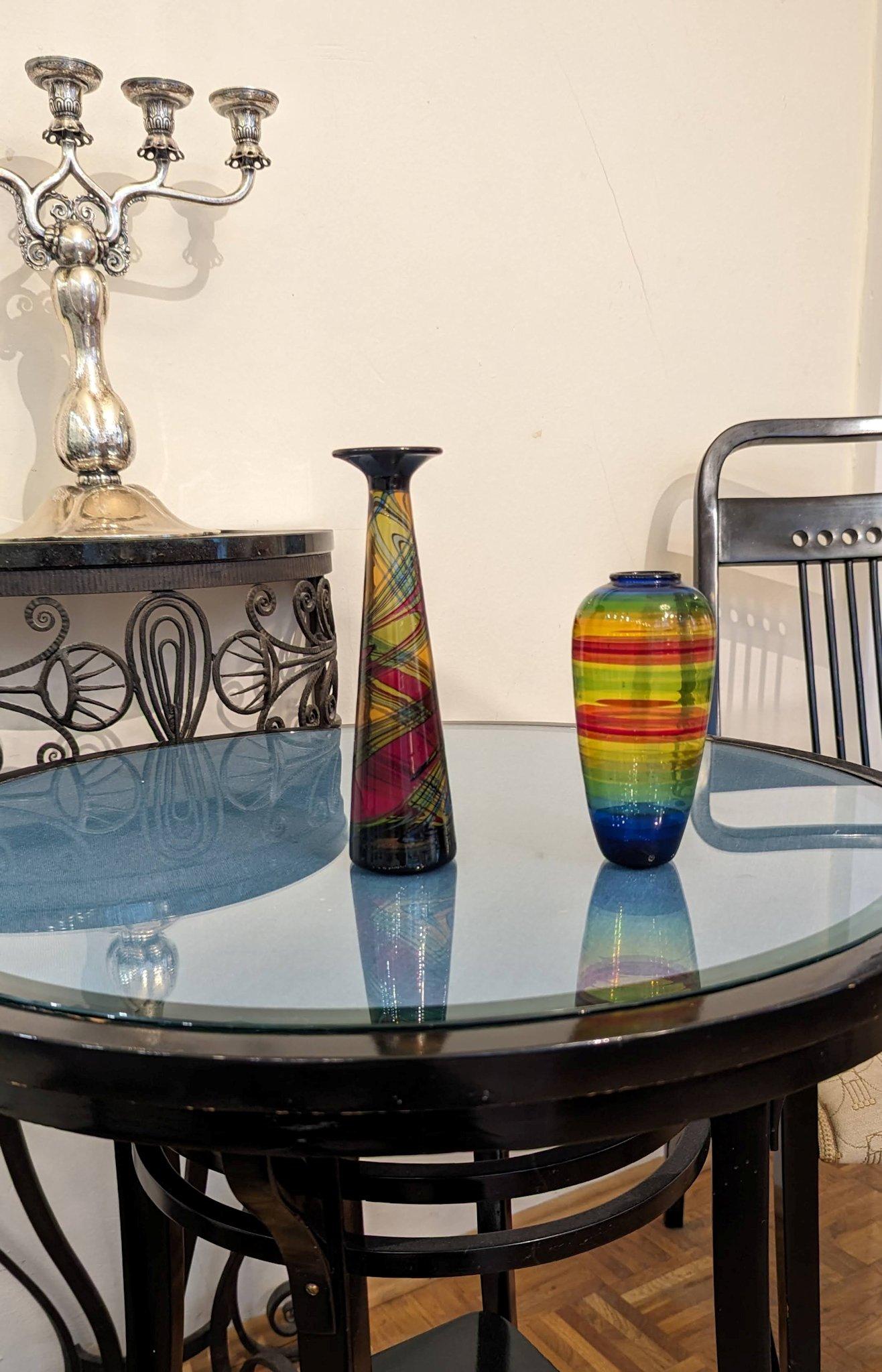 German A colorful flamework vessel by Kurt Wallstab from 1988 For Sale