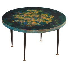 A colorful French blue resin occasional / coffee table, C. 1965.
