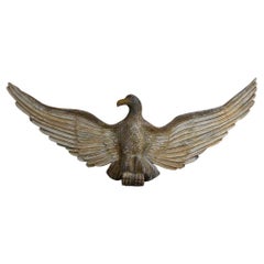 A Colossal Early 20th Century Hand Carved Pine Golden Eagle Sign