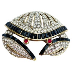 A coloured and clear paste 'crab' brooch, Attwood and Sawyer, UK, 1980s