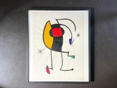 A Colourful 1950's French Abstract in the Style of Miro