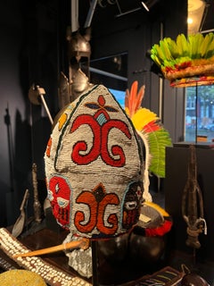 A colourful beaded Yoruba 'crown'