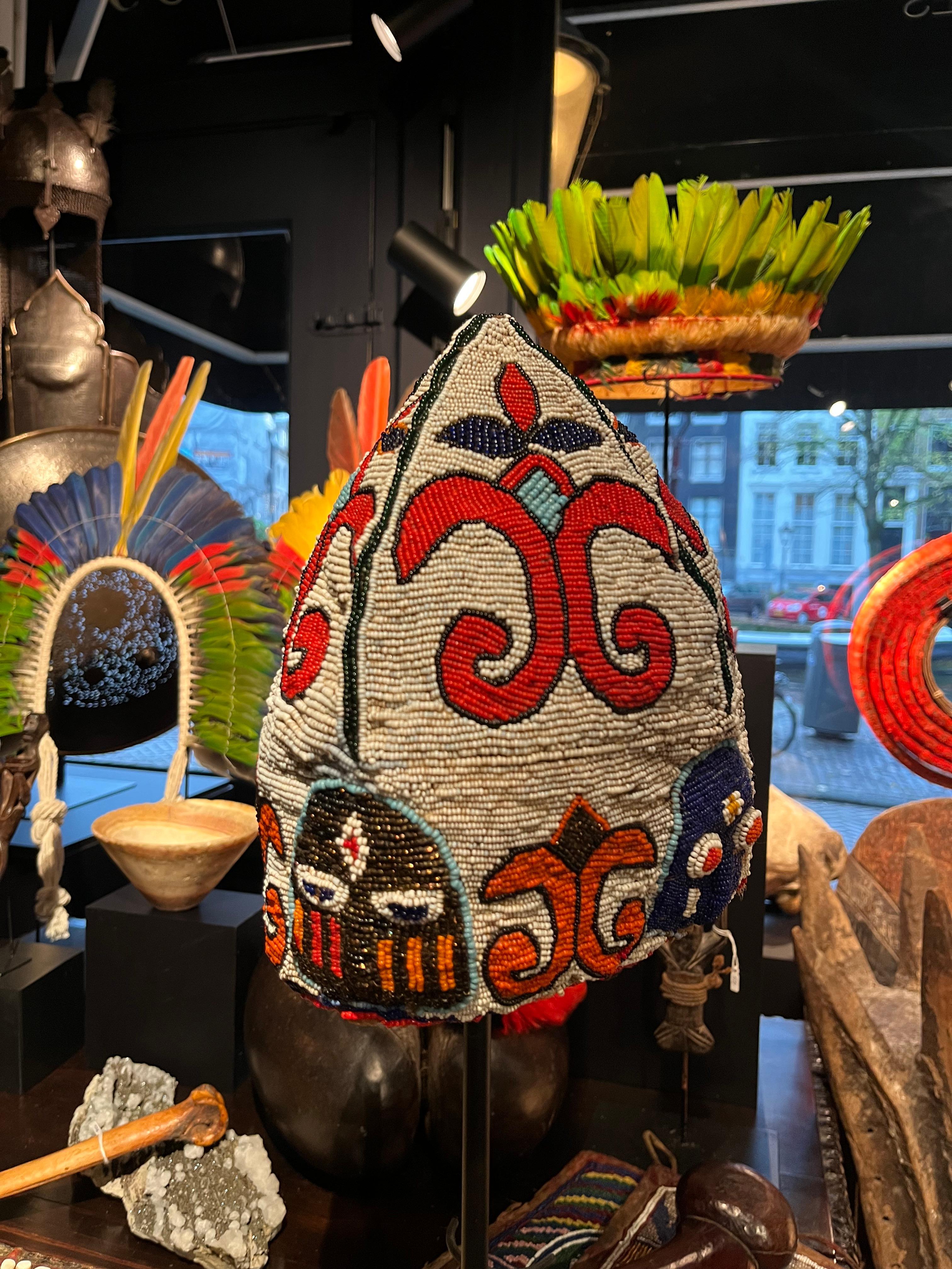 Nigerian A colourful beaded Yoruba 'crown' For Sale
