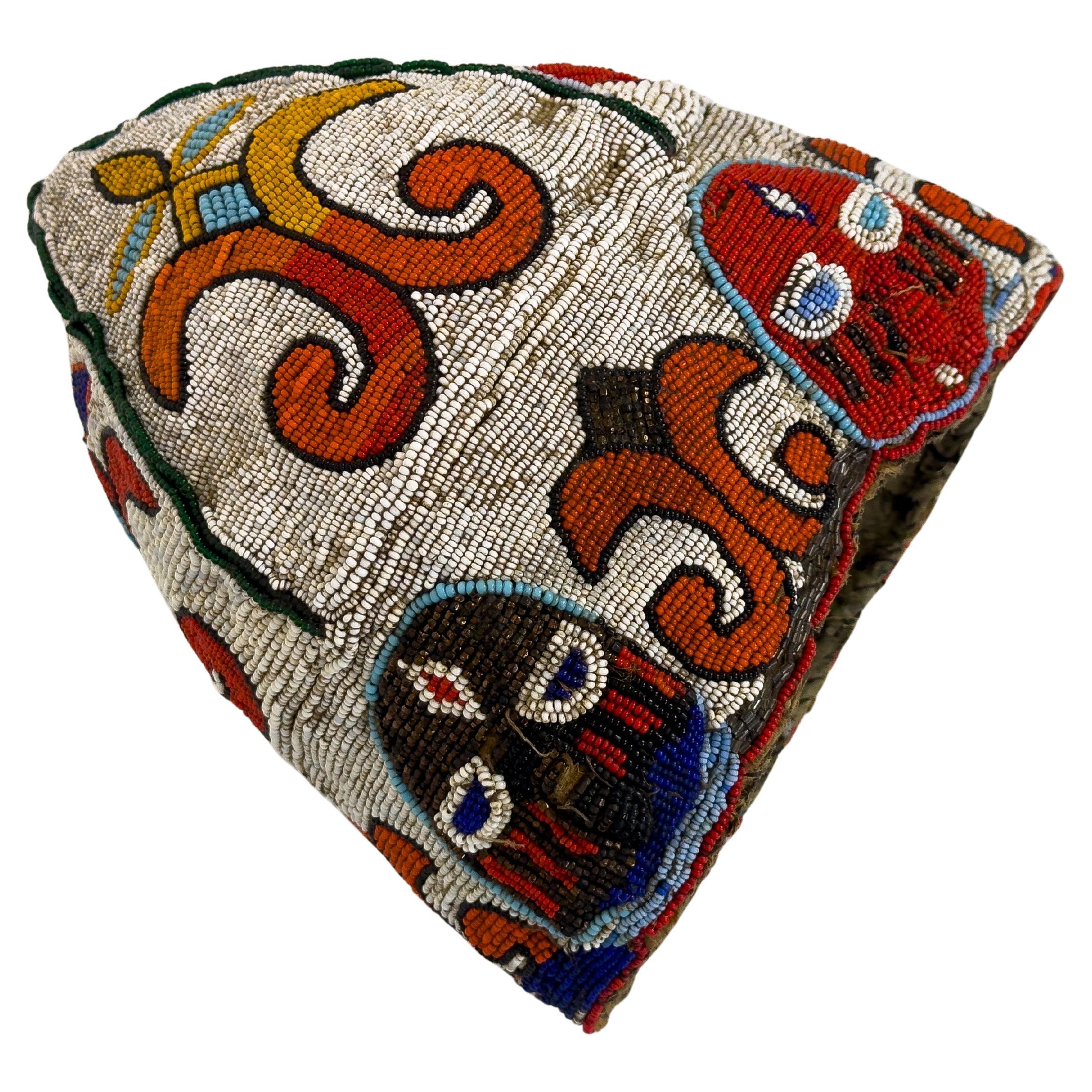 A colourful beaded Yoruba 'crown'