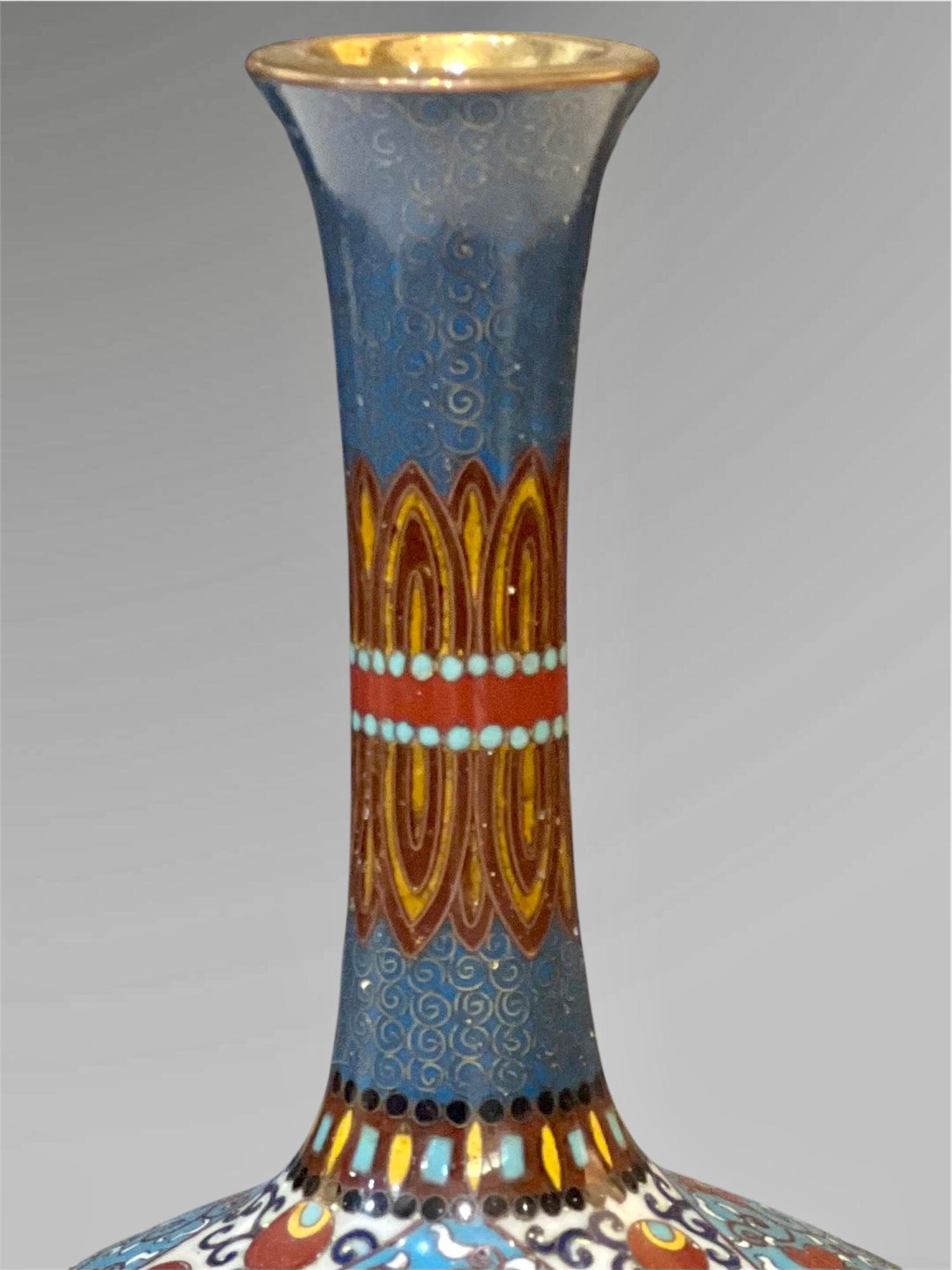 Cloissoné A Colourful Japanese  Cloisonné Enamel Vase. Meiji period For Sale