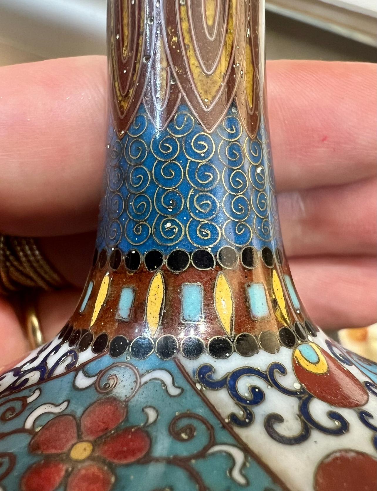 19th Century A Colourful Japanese  Cloisonné Enamel Vase. Meiji period For Sale