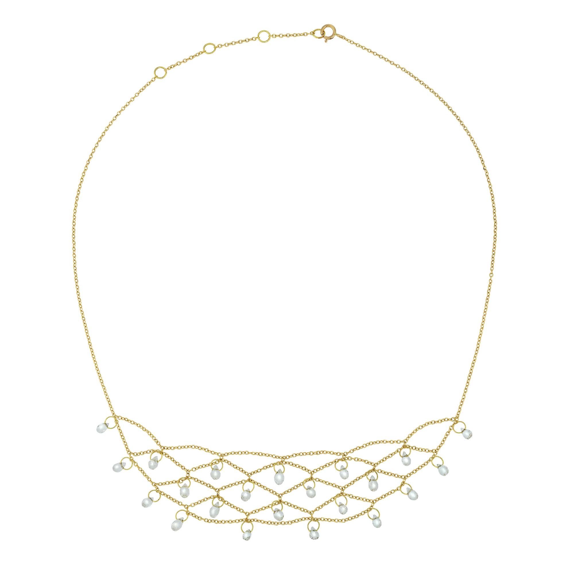 Briolette Cut A colourless topaz necklace by Lucie Heskett-Brem