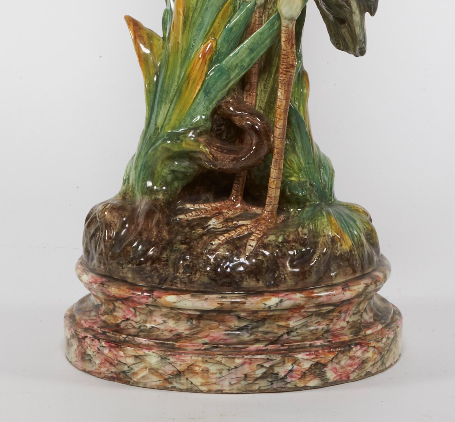 This column surmounted by a vase decorated with flowers is reminiscent of the Mediterranean Majolica tradition. This piece is typical of Delphin Massier’s work, established in Vallauris for several generations, which usually expresses with