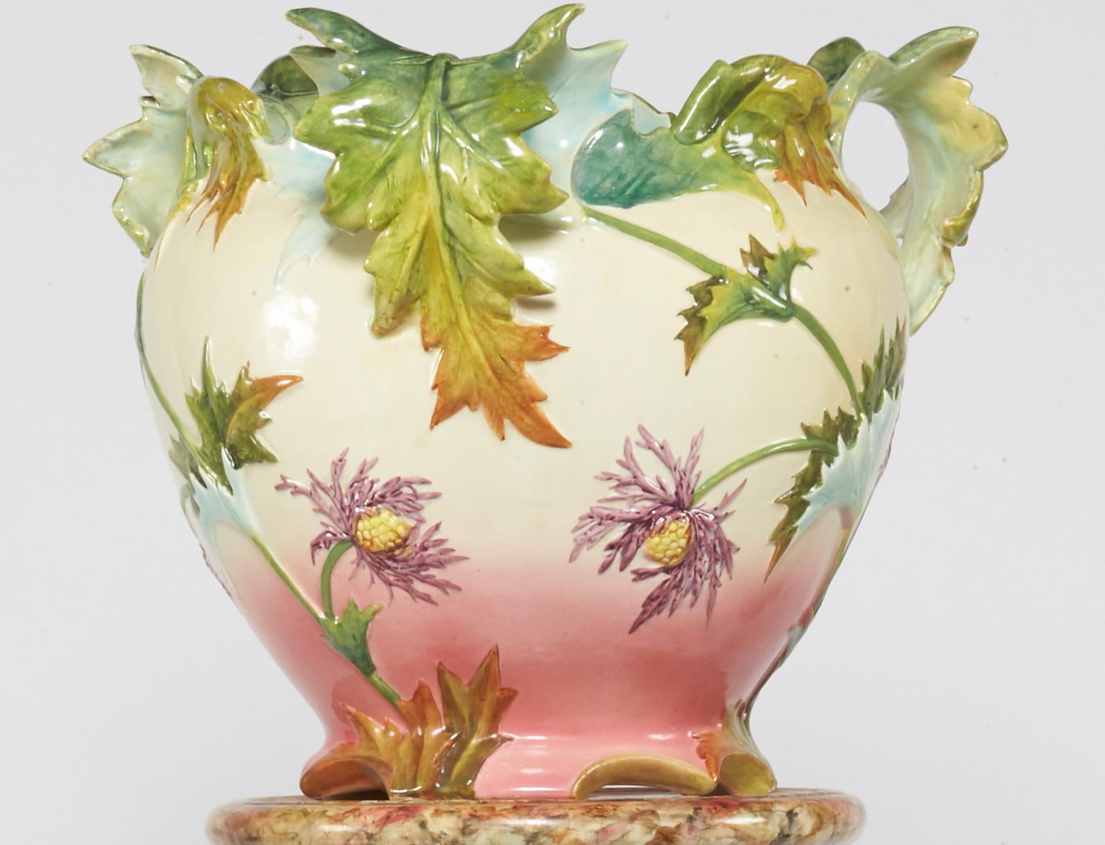 Napoleon III Column with a Heron by Delphin Massier For Sale