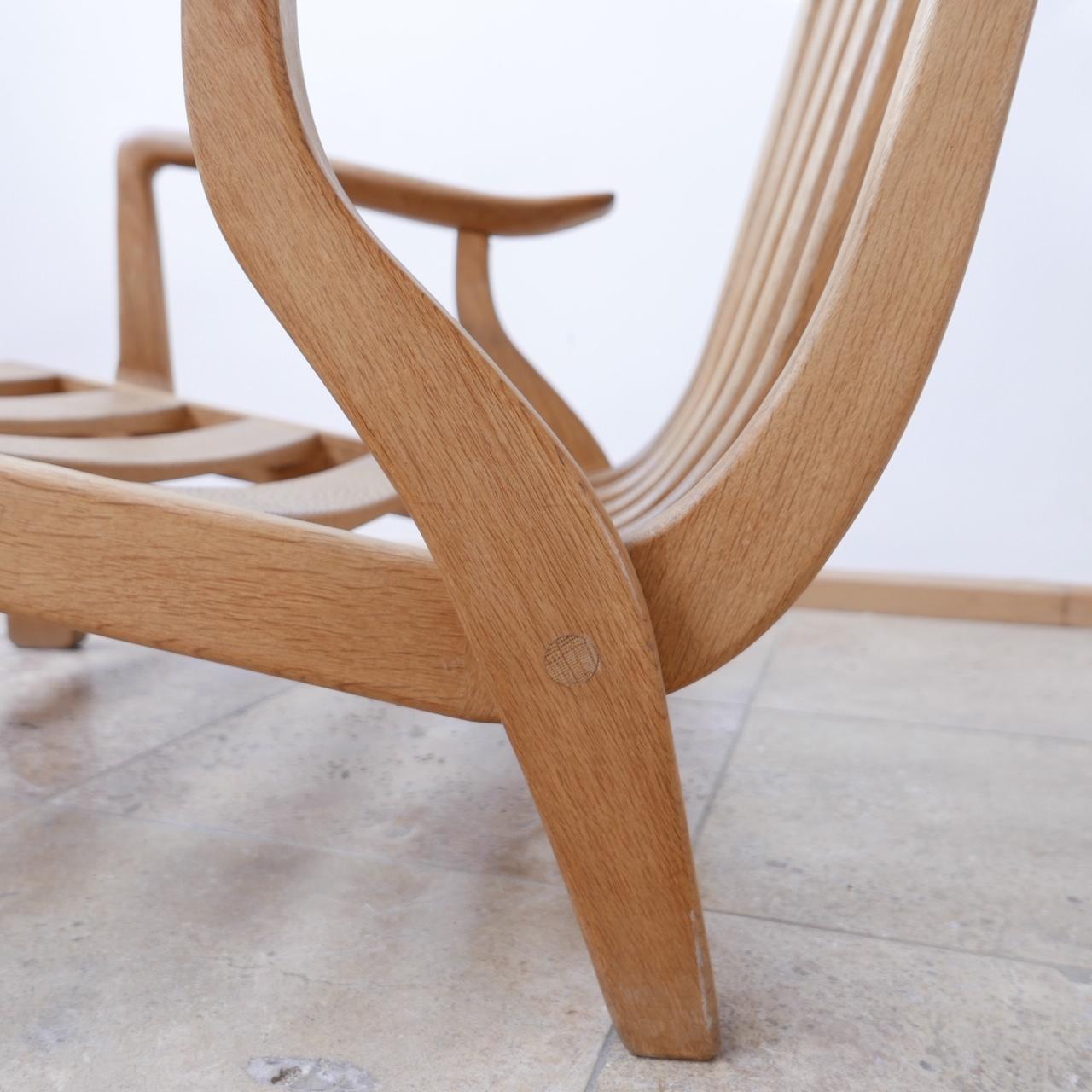 Oak Comfy and Extremely Stylish Armchair by French Designers Guillerme et Chambron