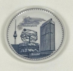Communist Era Porcelain Demitasse Saucer Featuring Alexalanderplatz Berlin