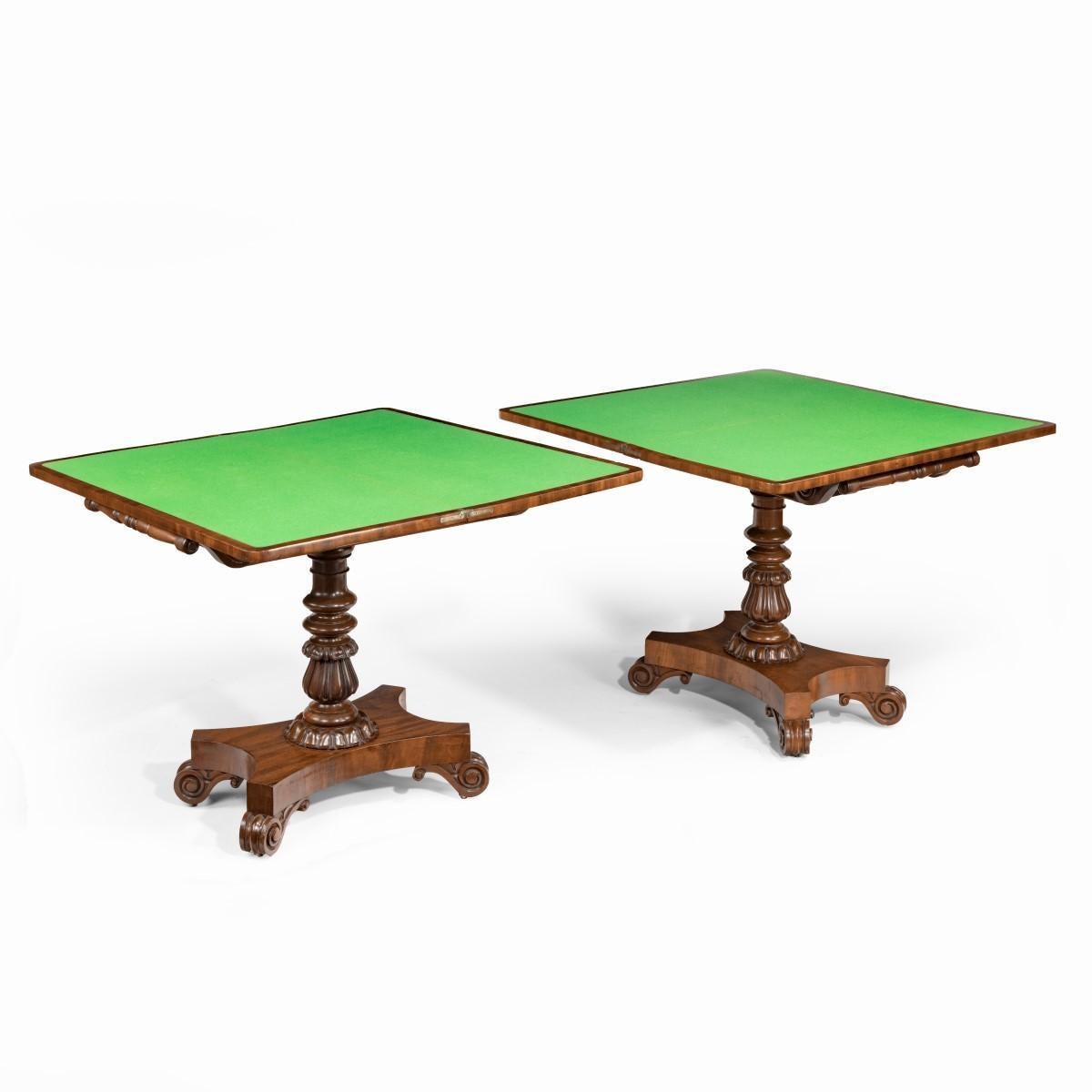 Companion Pair of William IV Flame-Mahogany Card Tables 8