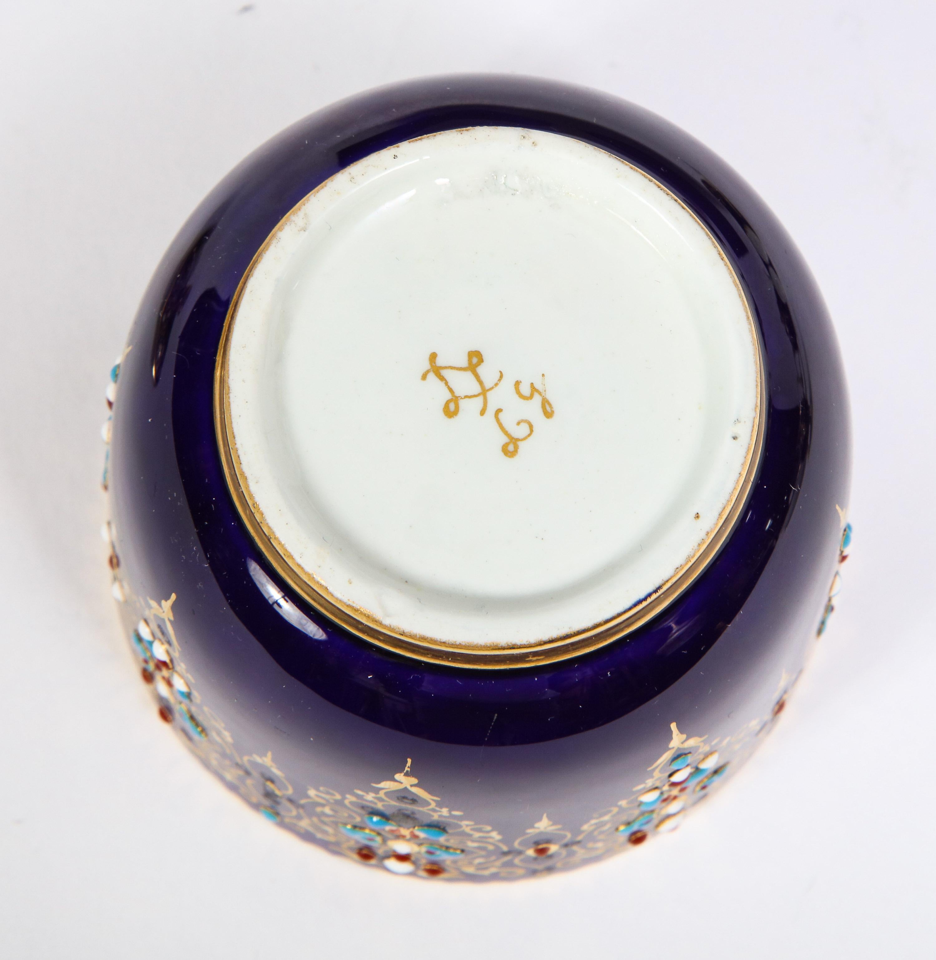 Complete Sevres Porcelain Cobalt Blue, Jeweled, Enameled, and Gilt Tea Service 4