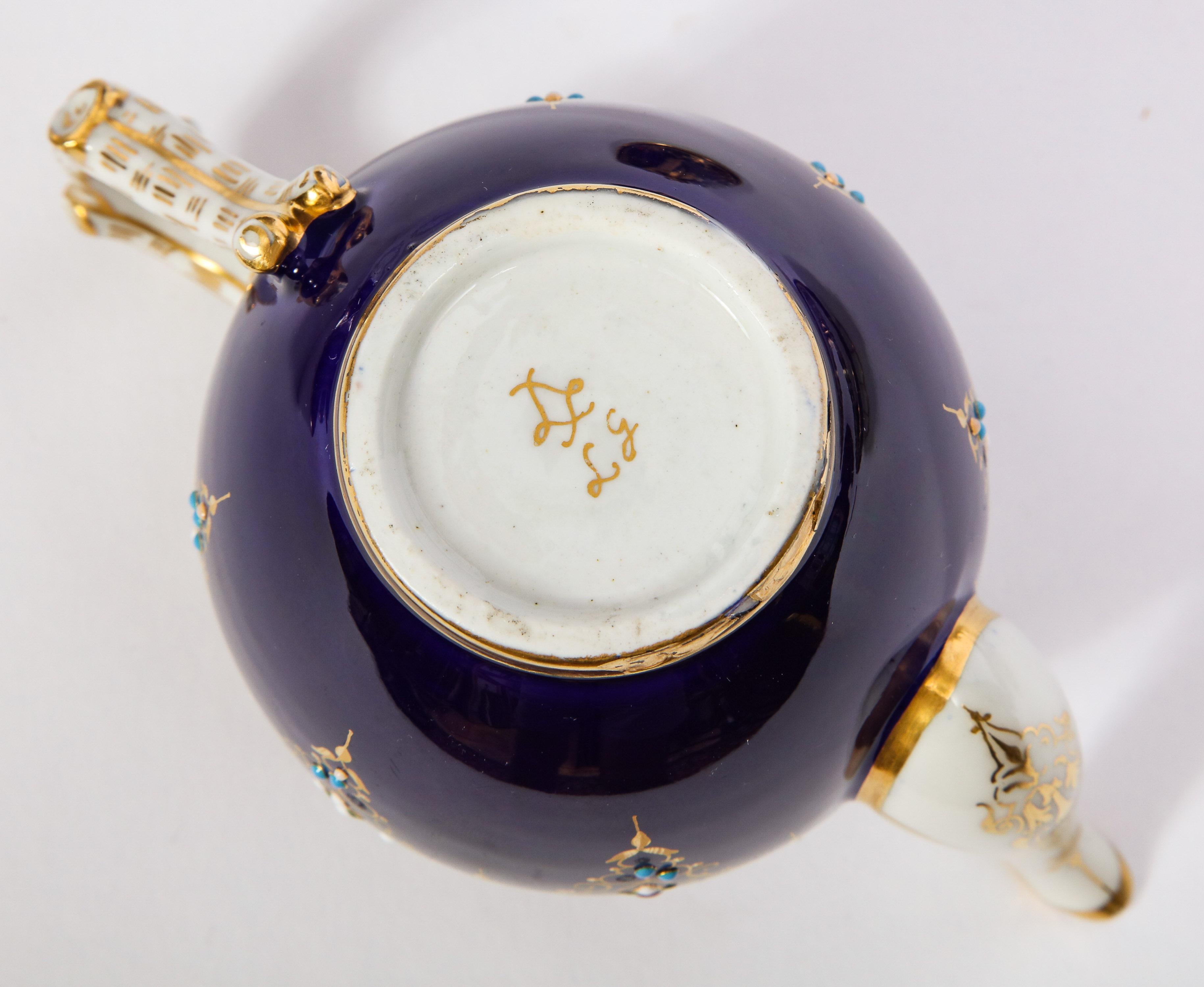 Complete Sevres Porcelain Cobalt Blue, Jeweled, Enameled, and Gilt Tea Service 5