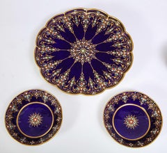 Complete Sevres Porcelain Cobalt Blue, Jeweled, Enameled, and Gilt Tea Service