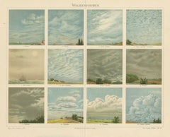 Un Estudio Completo de las Formaciones Nubosas, Antique Wolkenformen Chart Meyers, c.1900