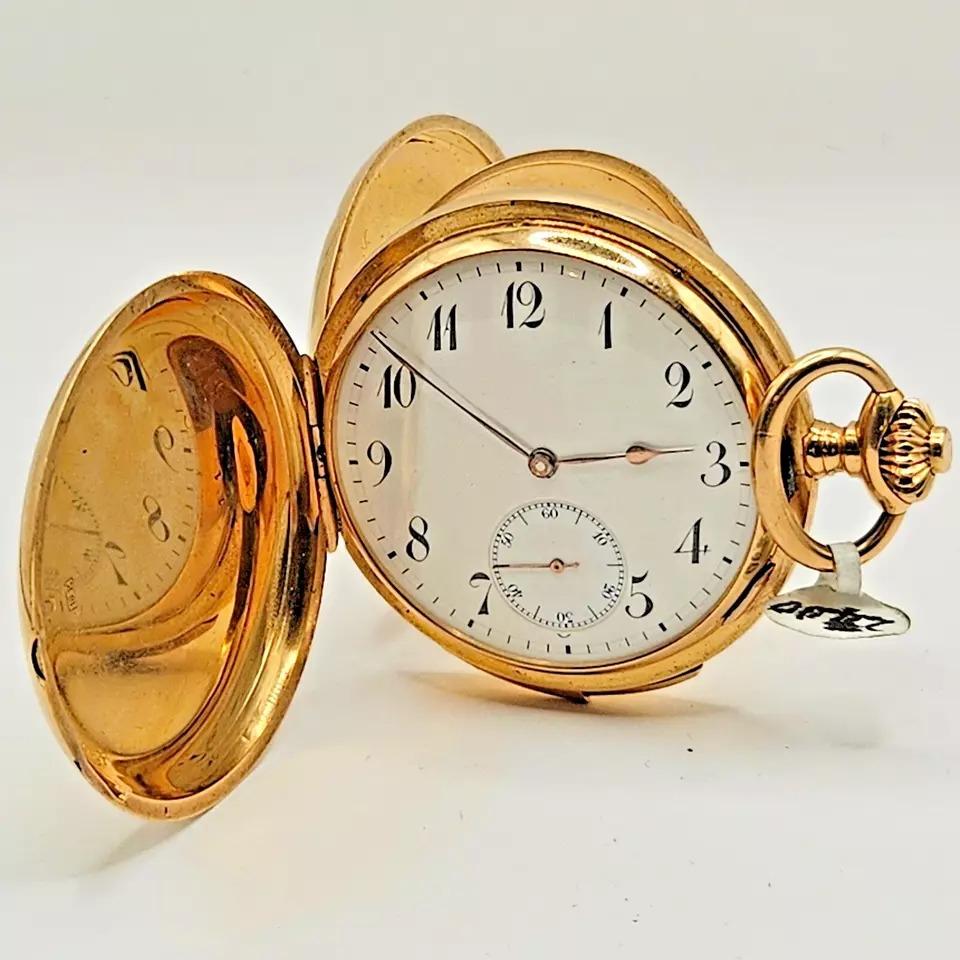 A Complicated 5 Minute Repeater 18k Gold Full Hunter Pocket Watch J Dauer Geneve For Sale 10