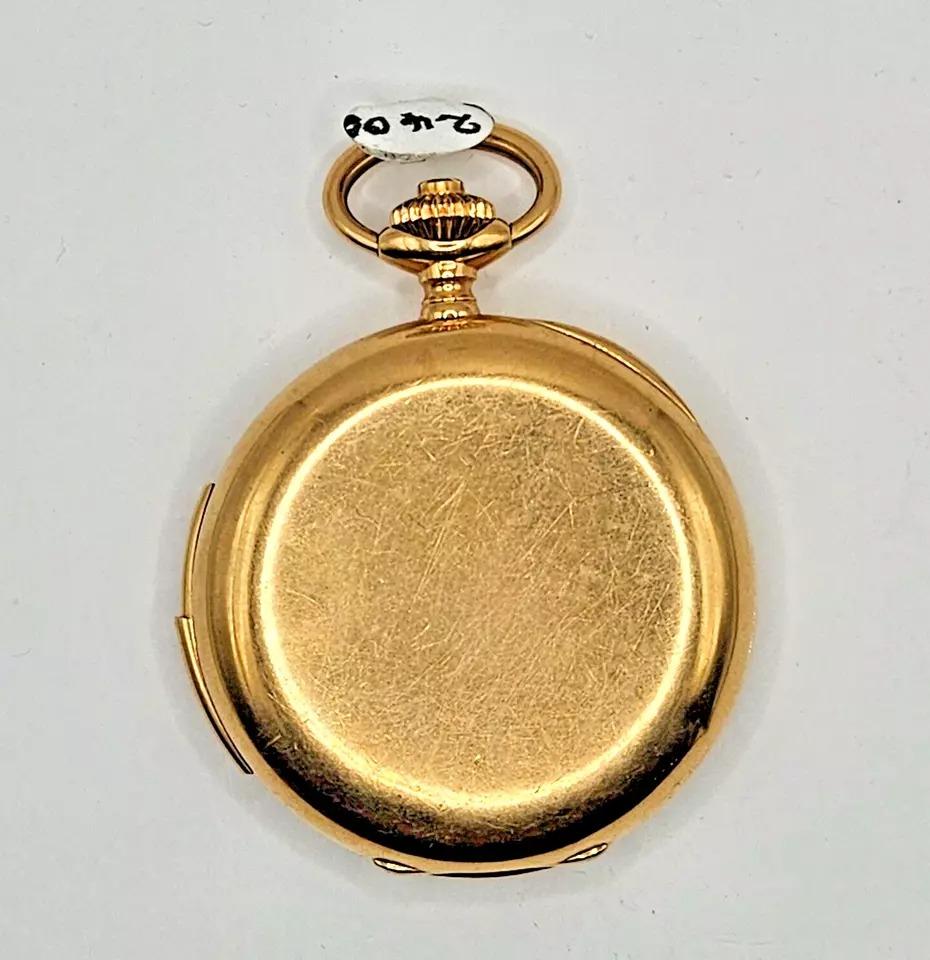 A Complicated 5 Minute Repeater 18ct Full Hunter Pocket Watch 

by J Dauer Geneve

This double complications of a 5 minute repeater function and a chronograph function. The watch was made and retailed by J Dauer.

MOVEMENT: original, white rhodium