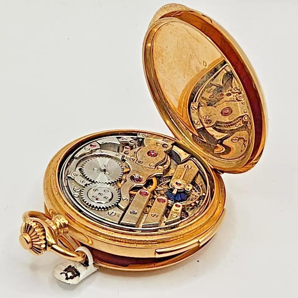 A Complicated 5 Minute Repeater 18k Gold Full Hunter Pocket Watch J Dauer Geneve For Sale 4