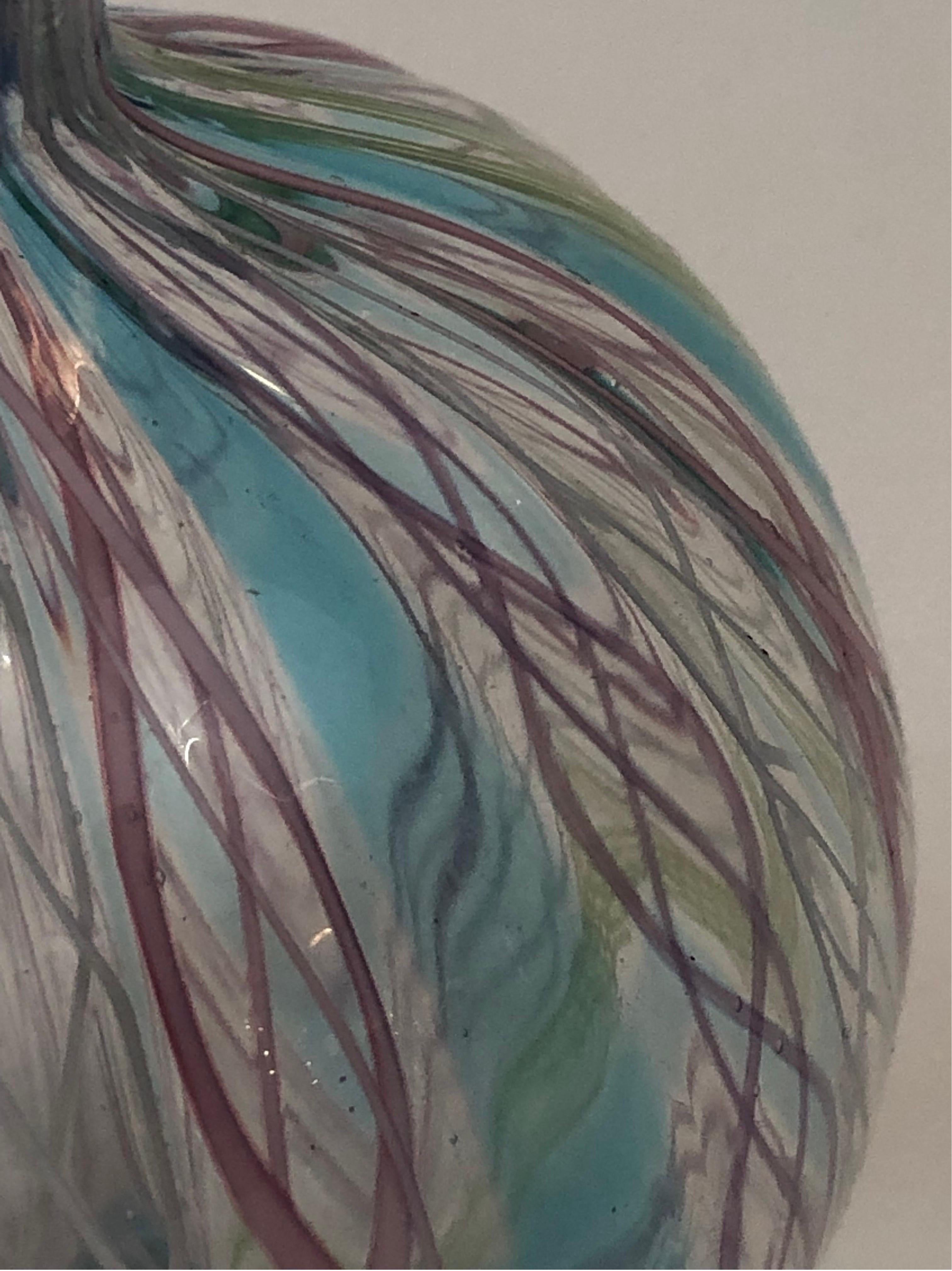 Complicated Miniature Bud Vase by Zanfirico in Lattice and Swirl Fused Glass In Good Condition For Sale In Fort mill, SC