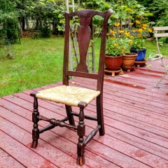 Connecticut Maple Rush Seat Side Chair in Old Red Surface, Circa 1770