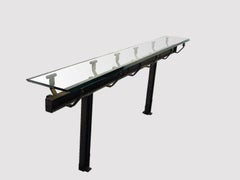 Console, Iron Shelves with Cut Glass, Italy 1950