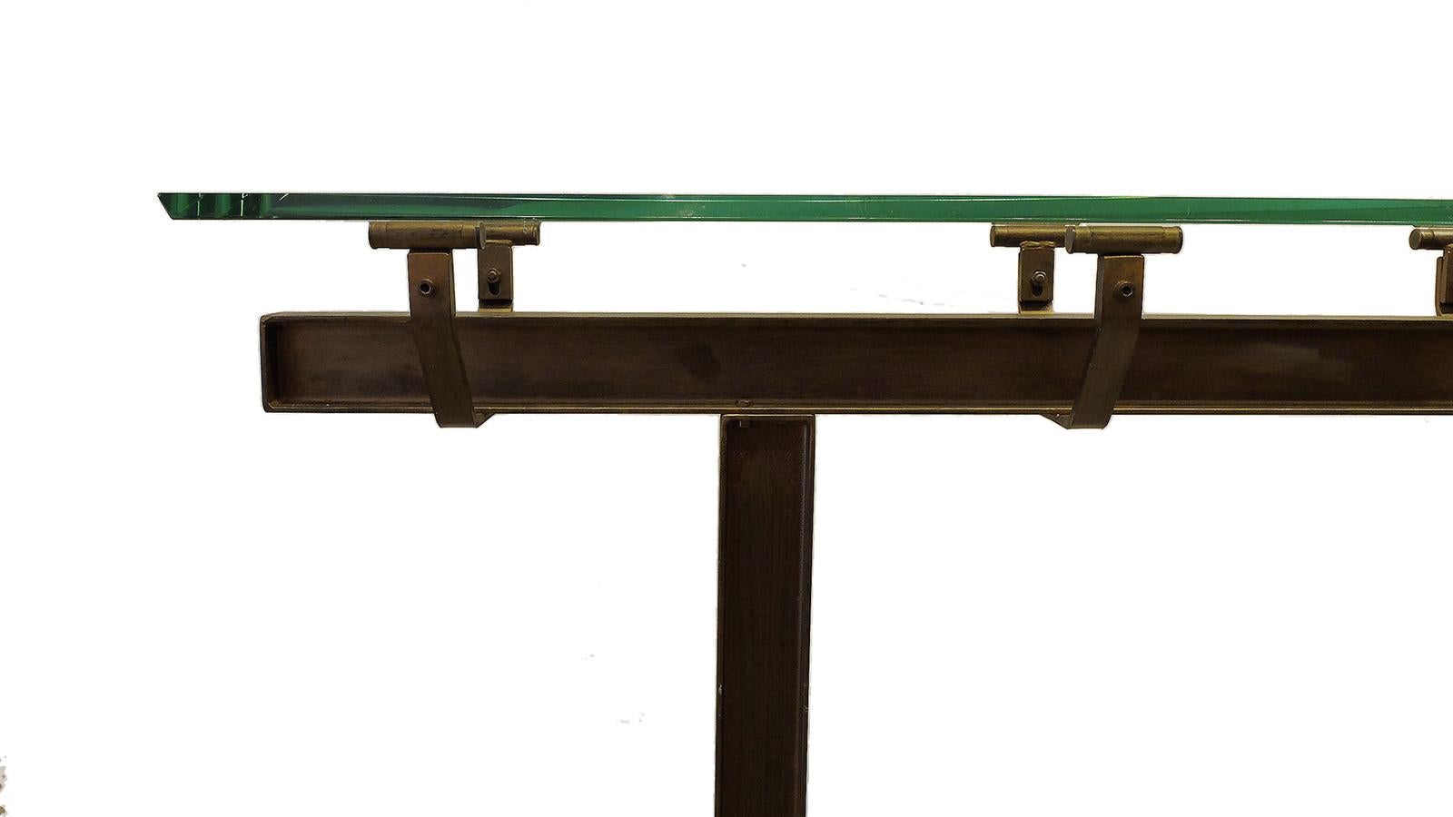 Console, Iron Shelves with Cut Glass, Italy 1950 For Sale 1