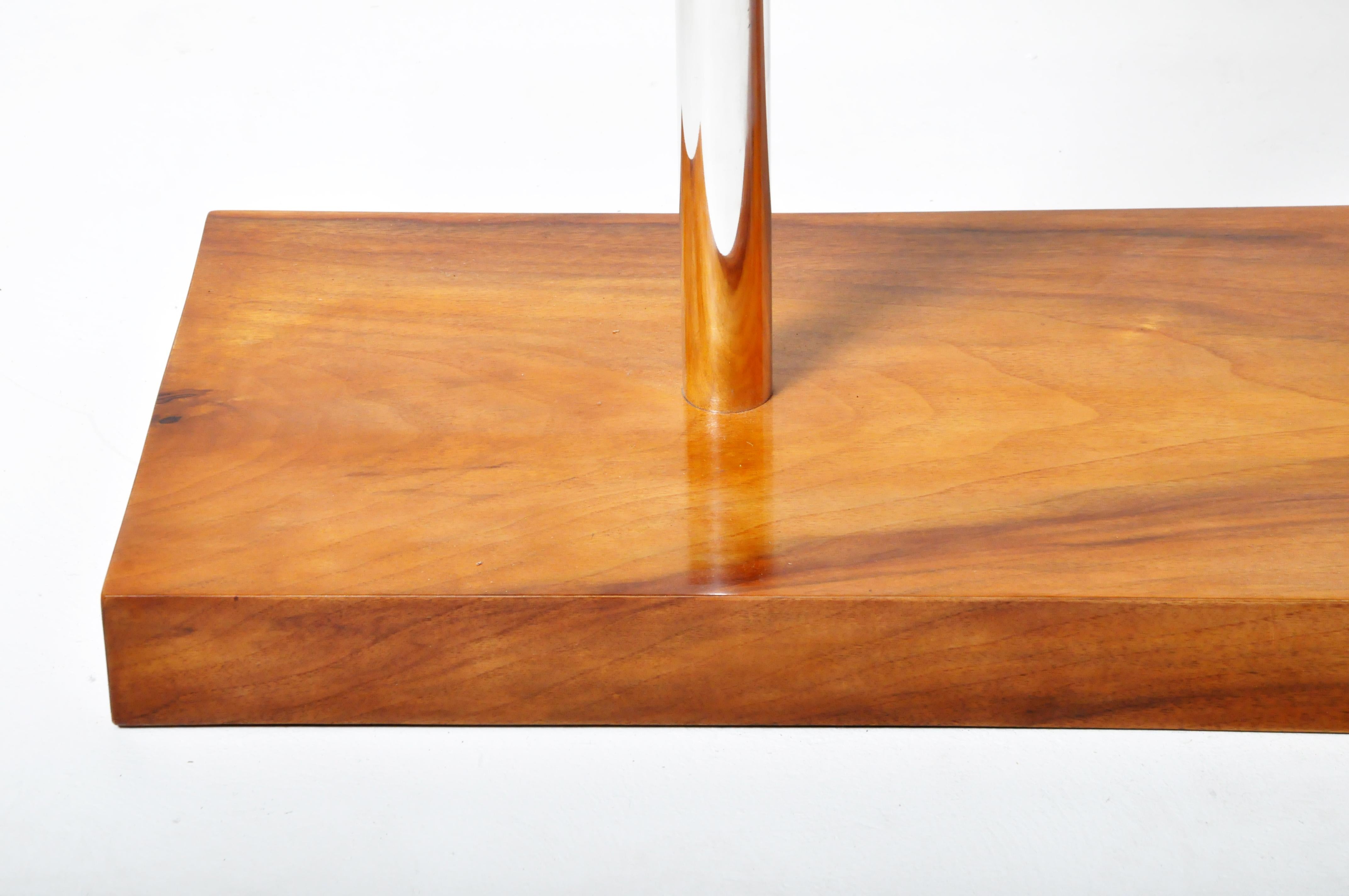 20th Century Console Table with Walnut Veneer and a Glass Top