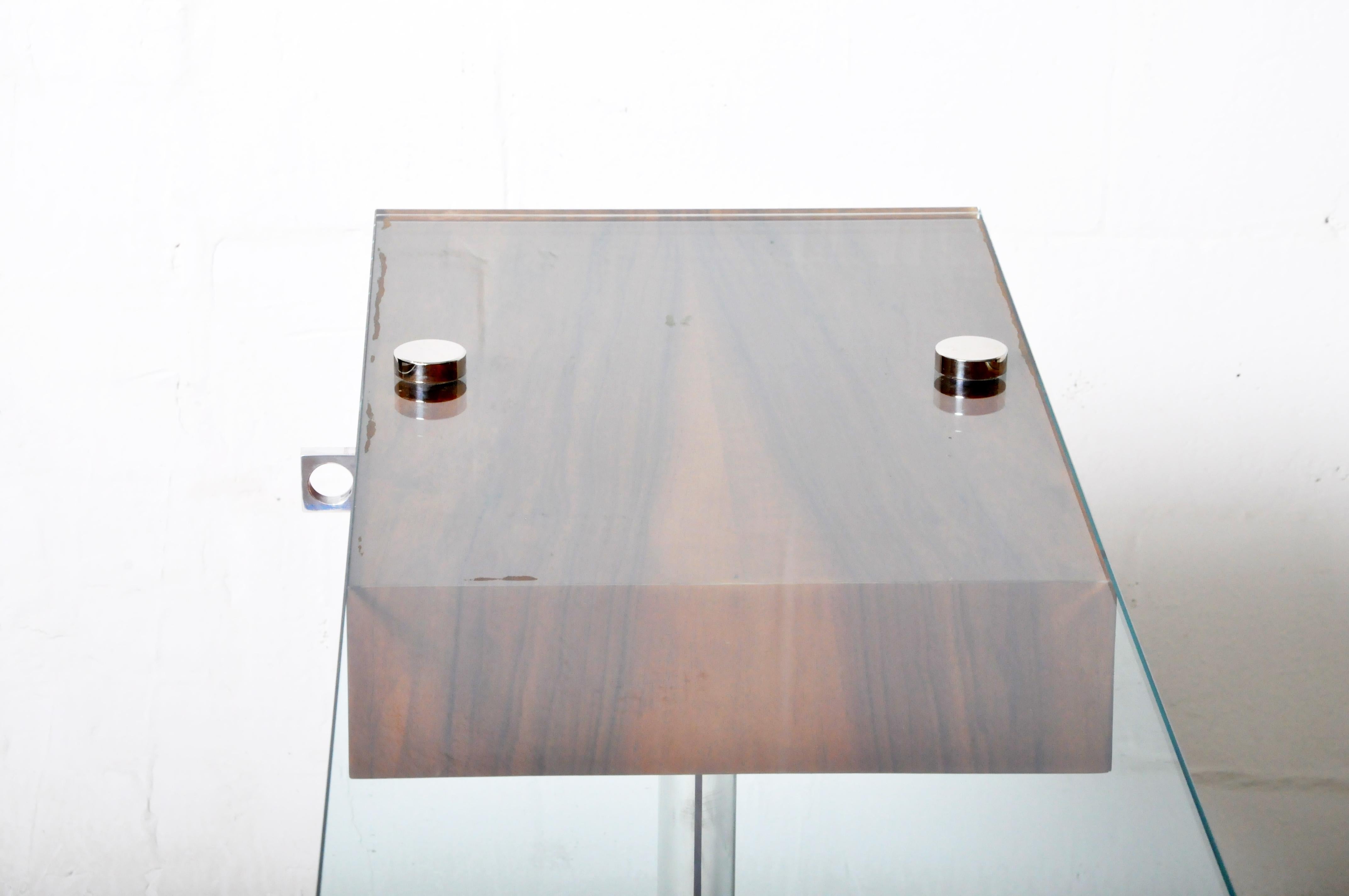 Console Table with Walnut Veneer and a Glass Top 2