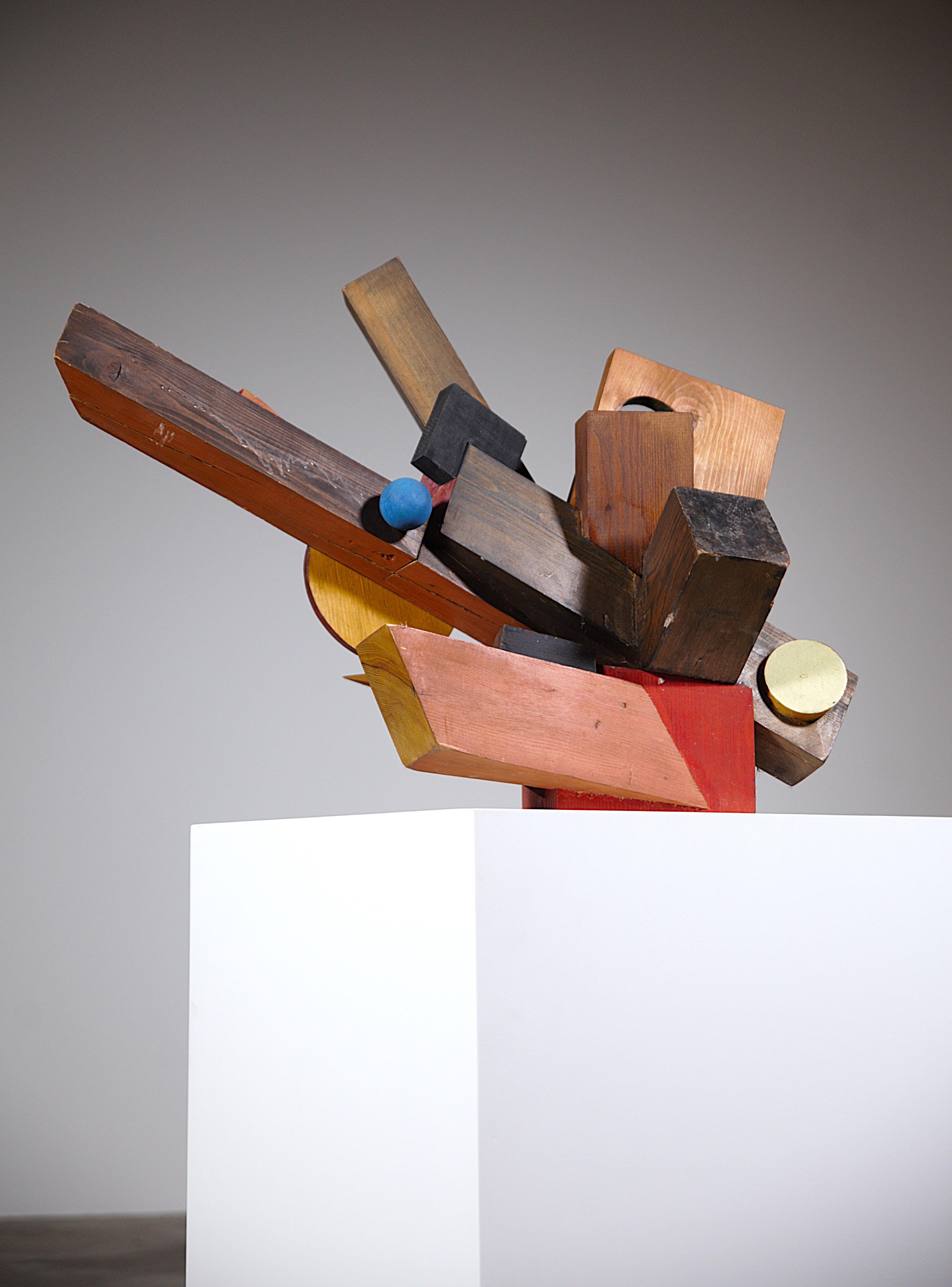 Wood A Constructivist Sculpture by Louis Sala France 1970 For Sale