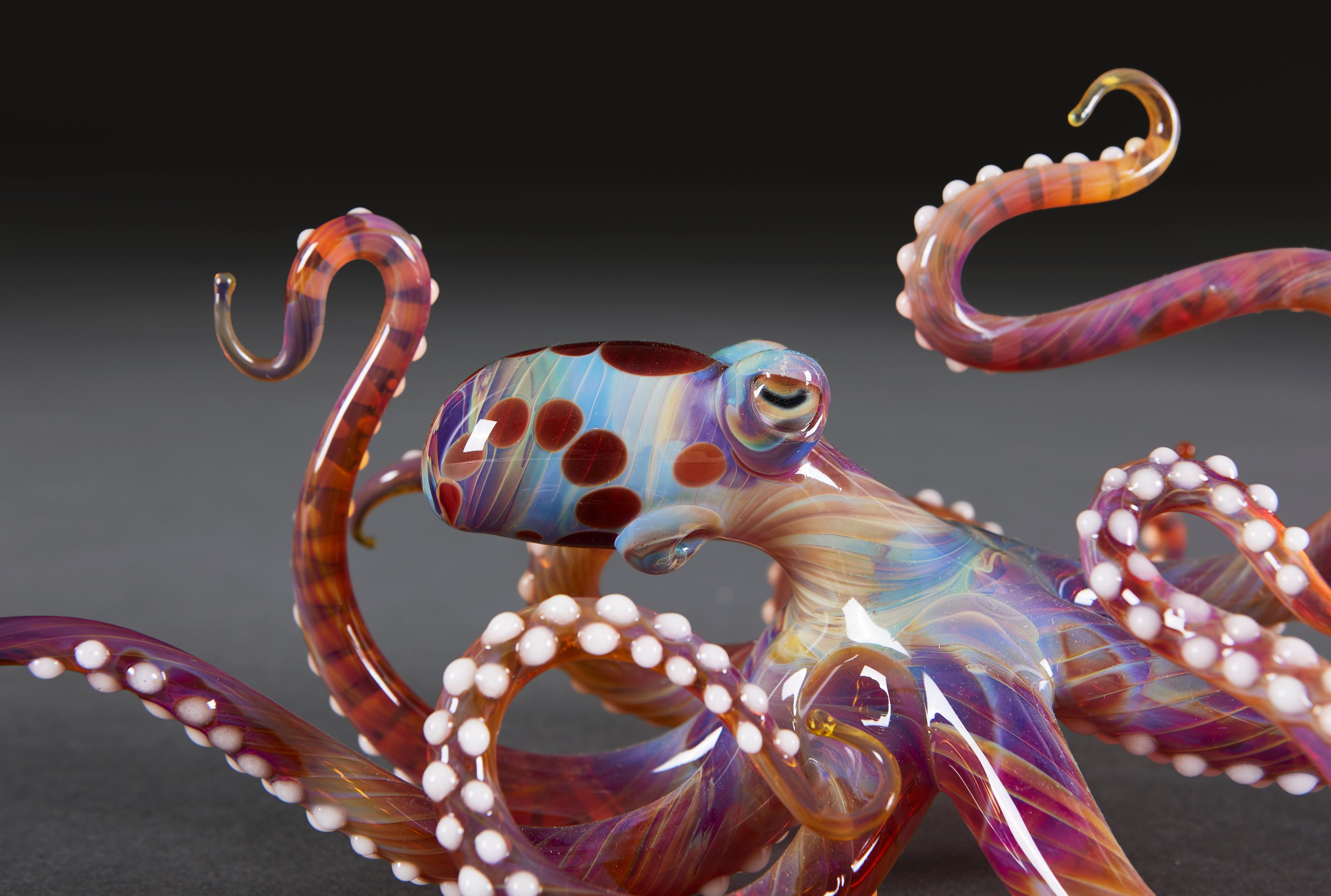 English A Contemporary Art Glass Octopus Sculpture For Sale