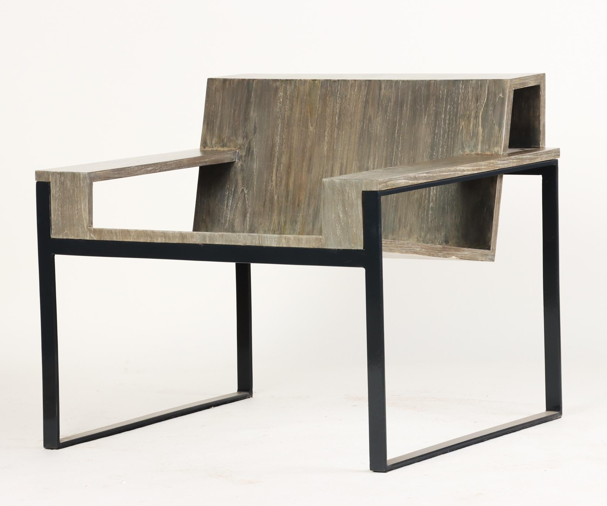 Teak Contemporary, Bauhaus Inspired Armchair For Sale