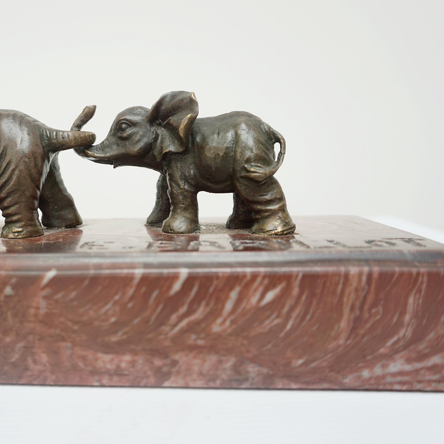 Contemporary Bronze Sculpture of a Herd of Elephants on a Marble Base 7