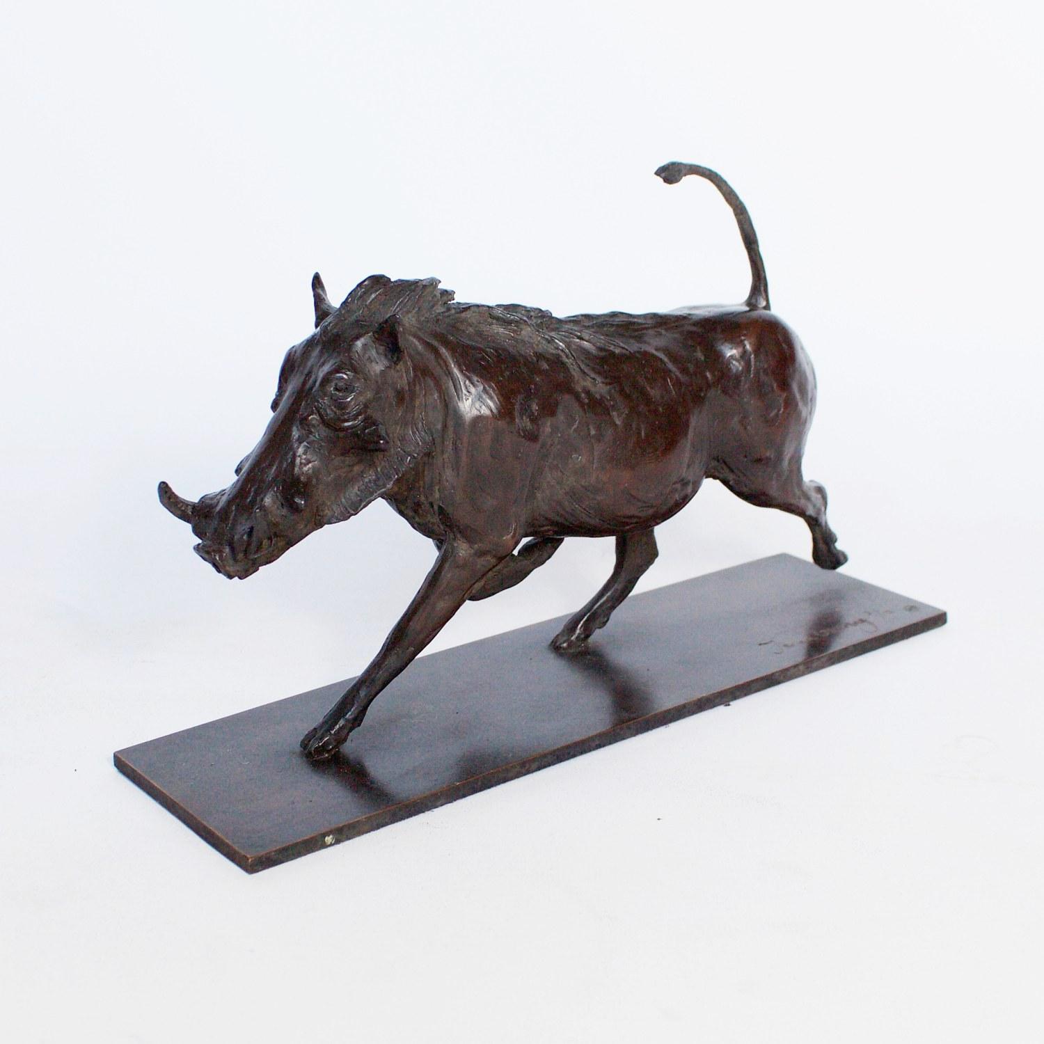 Contemporary Bronze Sculpture of a Trotting Warthog by Jenna Gearing 4
