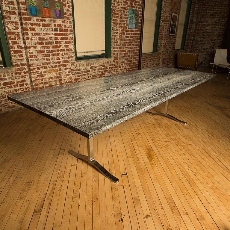 Contemporary Cerused Oak and Stainless Steel Conference Room/Console ...